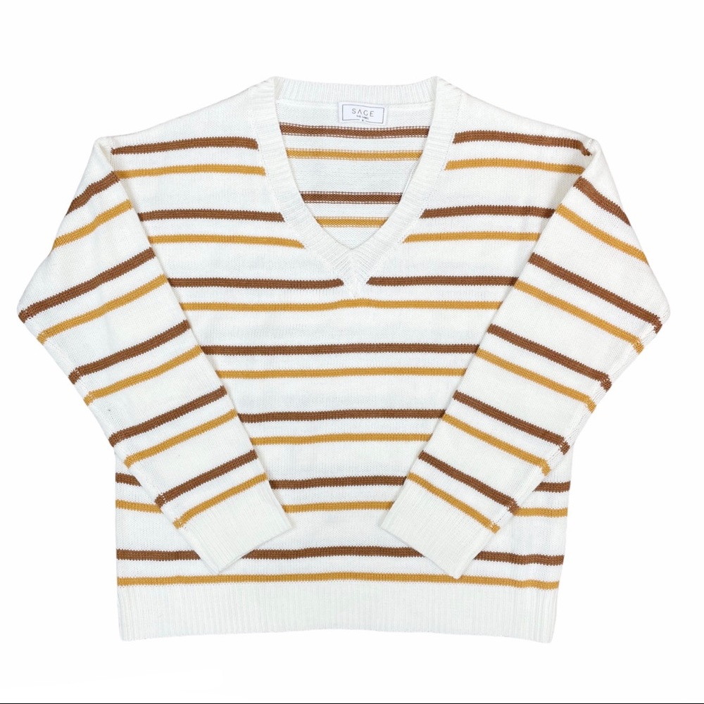 NWOT Sage The Label Brown Stripe Sweater